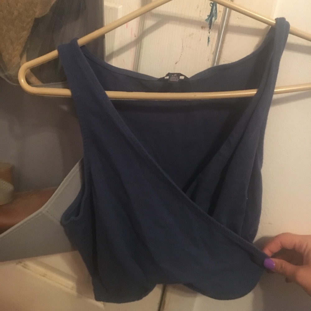 Blue low cut crop top